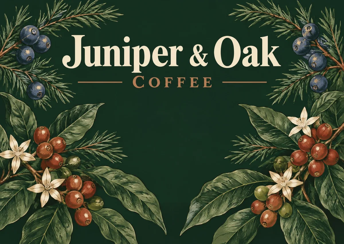 An AI-generated coffee shop ad skin for Juniper & Oak Coffee